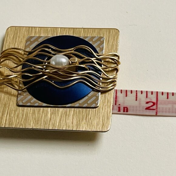 Brooch Pin Handmade Beaded Wire Decorative Statement Jewelry Wave Grunge - Picture 4 of 4